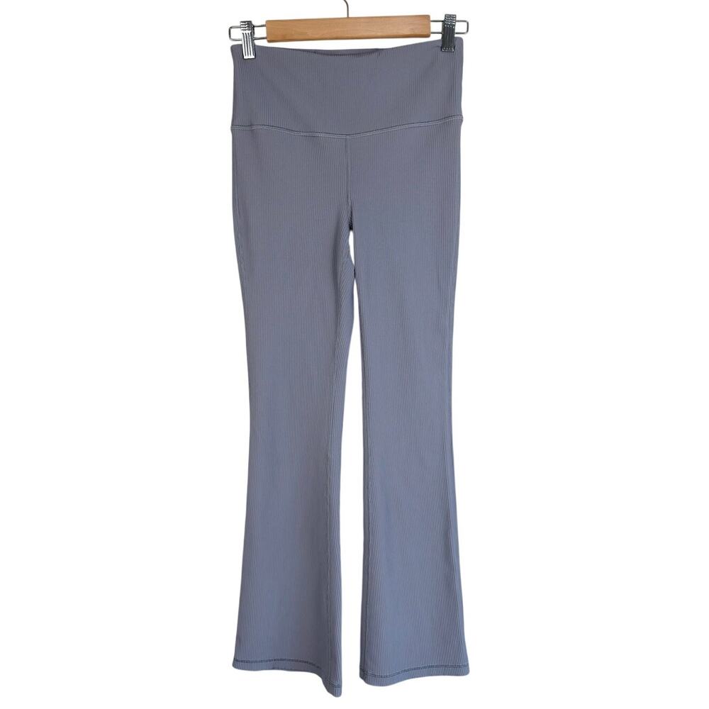 Athleta Elation Rib Crop Flare Pants Gray Medium Tall EUC
